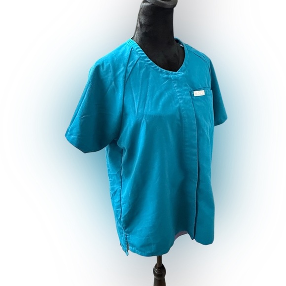 FIGS Yola Scrub Top | Technical Collection | Size Small | Pacific Blue - Picture 8 of 11